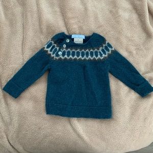 Serendipity Organics Baby Alpaca Raglan Baby Sweater 6m/68 EU Size Blue-Green